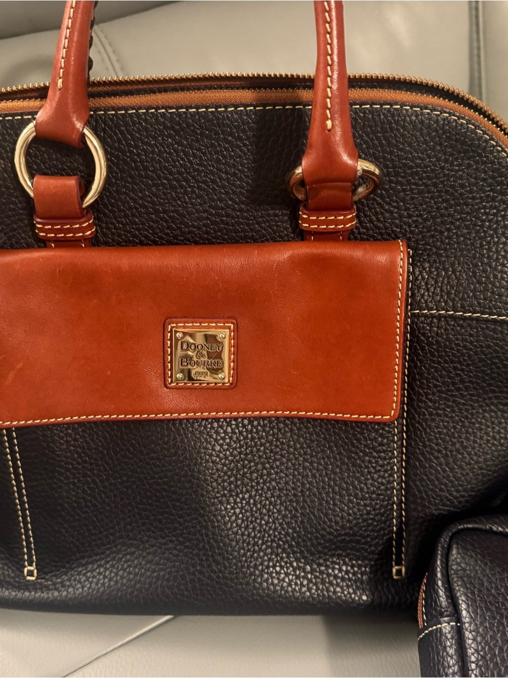 Dooney & Bourke black Pebbled Leather Aubrey Top Handle Purse with pouch - Picture 2 of 11